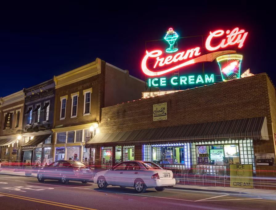 Cream City sign at night